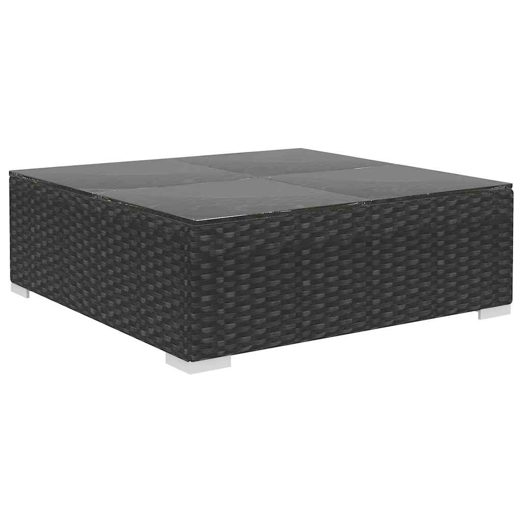 8-részes fekete polyrattan kerti bútorszett párnákkal 6