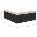 8-részes fekete polyrattan kerti bútorszett párnákkal 9