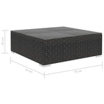 8-részes fekete polyrattan kerti bútorszett párnákkal 10