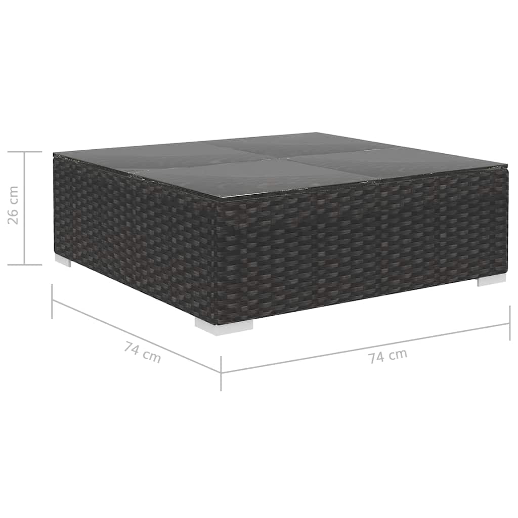 8-részes fekete polyrattan kerti bútorszett párnákkal 10