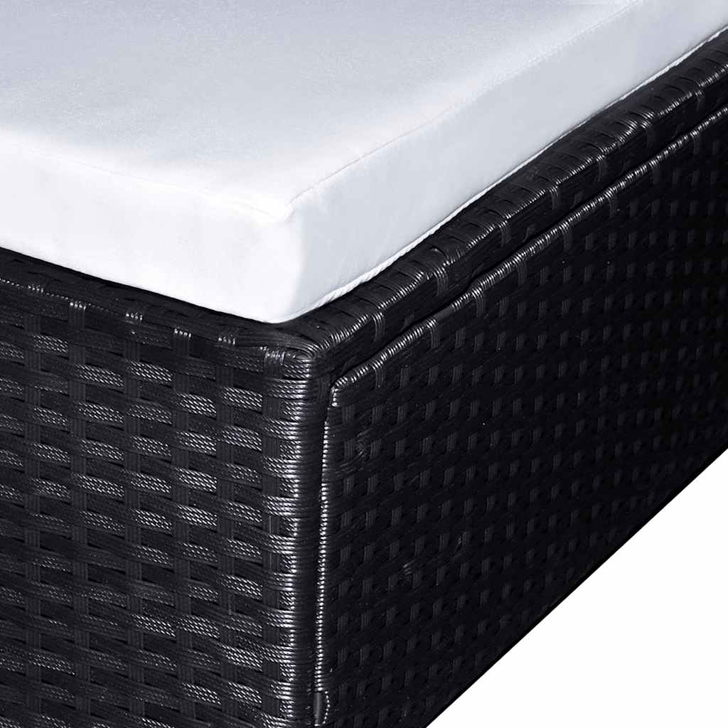 6-részes fekete polyrattan kerti bútorszett párnákkal 3