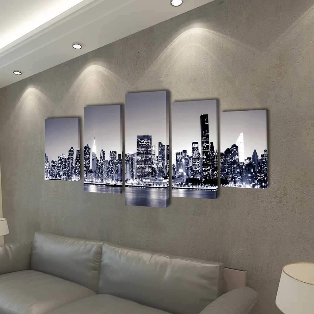 Vászon falikép szett monokróm new york-i Skyline 200 x 100 cm 2