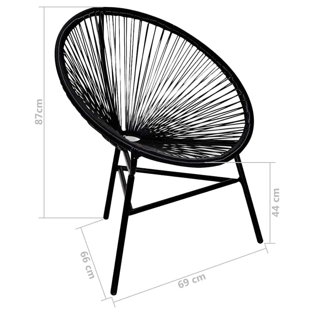 Fekete polyrattan kerti kagylószék 4
