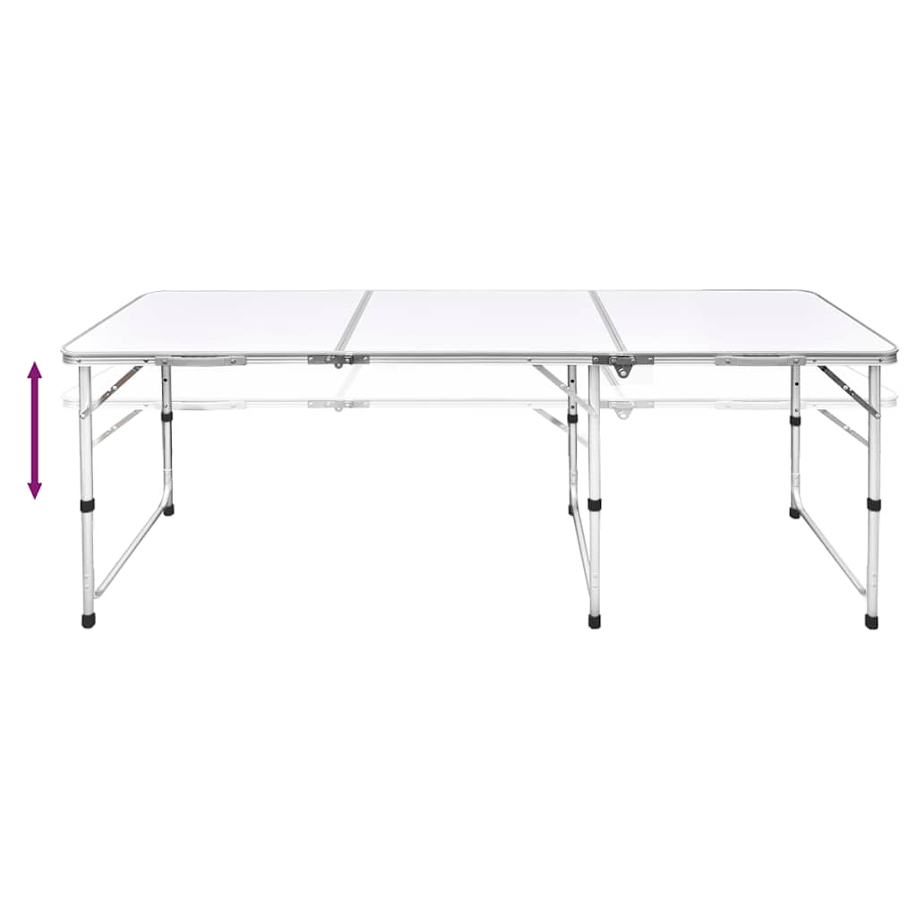 Összecsukható állítható magasságú 6 székes kempingasztalszett 180x60cm 6