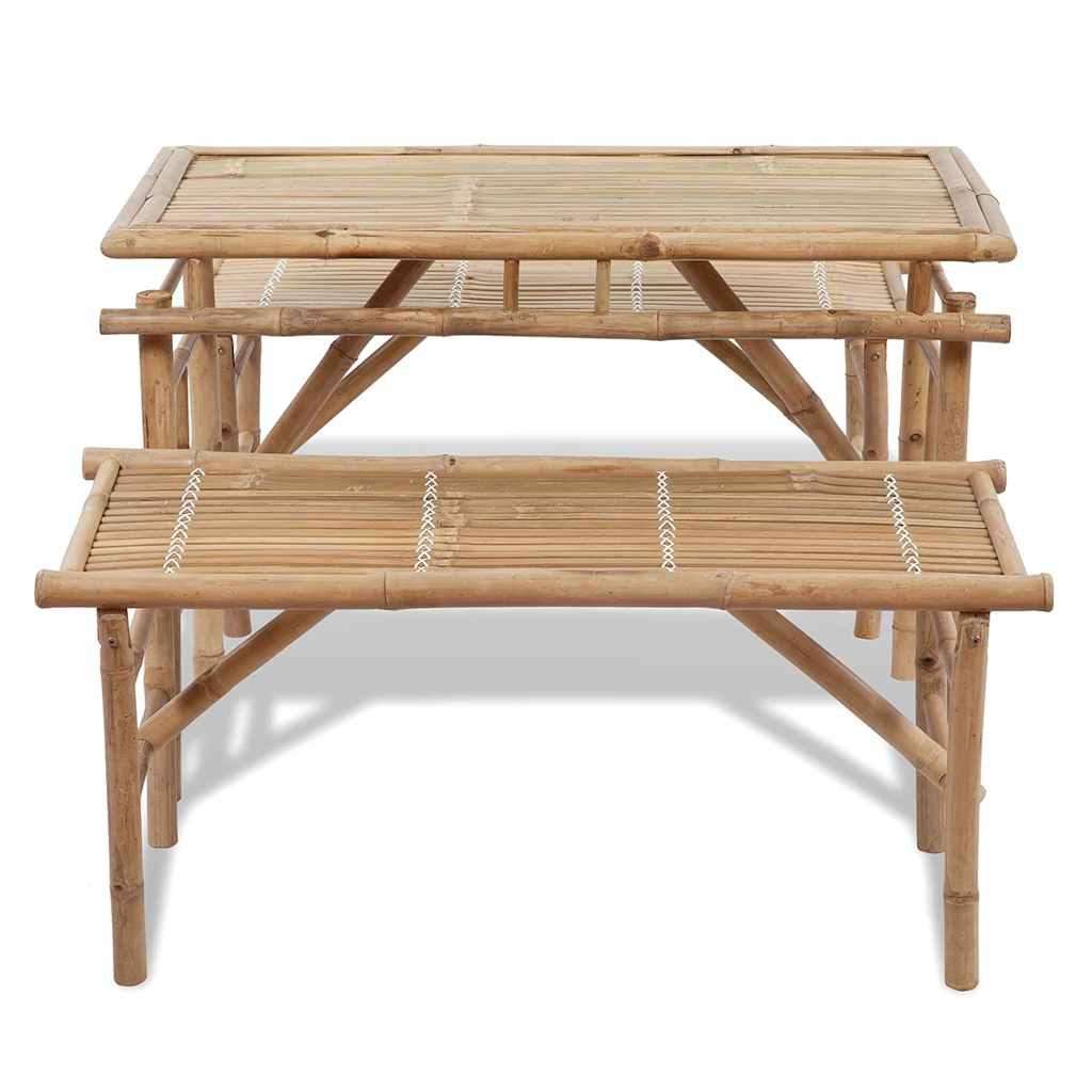 Bambusz sörözőasztal 2 paddal 100 cm 5