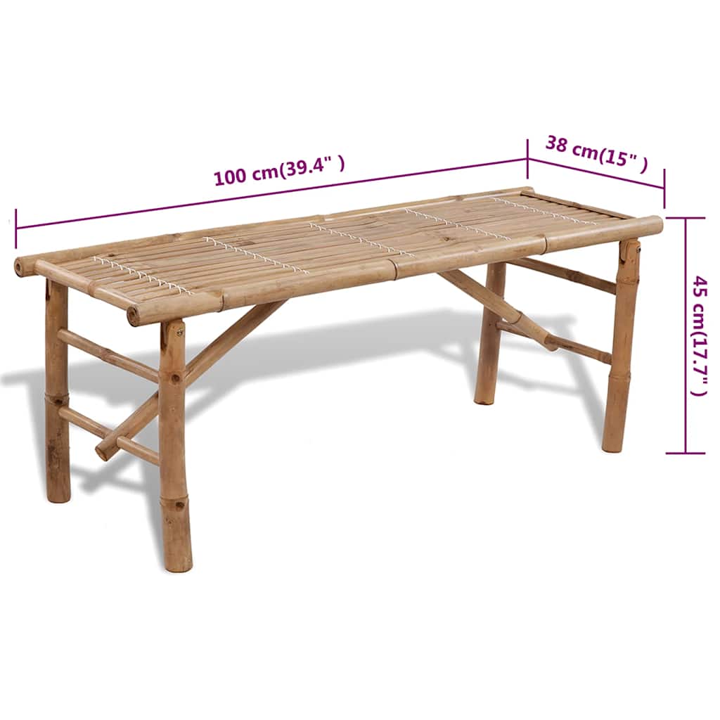Bambusz sörözőasztal 2 paddal 100 cm 6