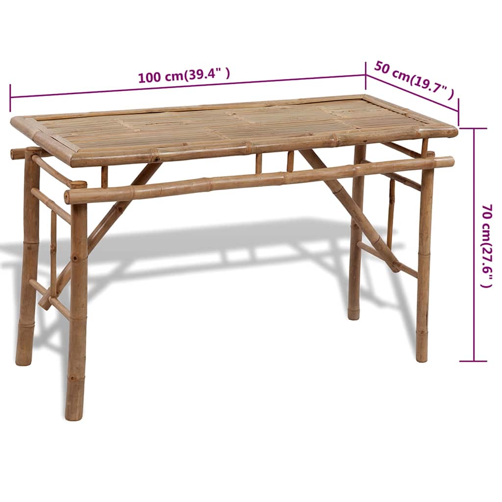 Bambusz sörözőasztal 2 paddal 100 cm 7