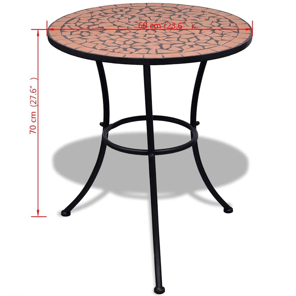 Terrakotta mozaik bisztró asztal 60 cm 5