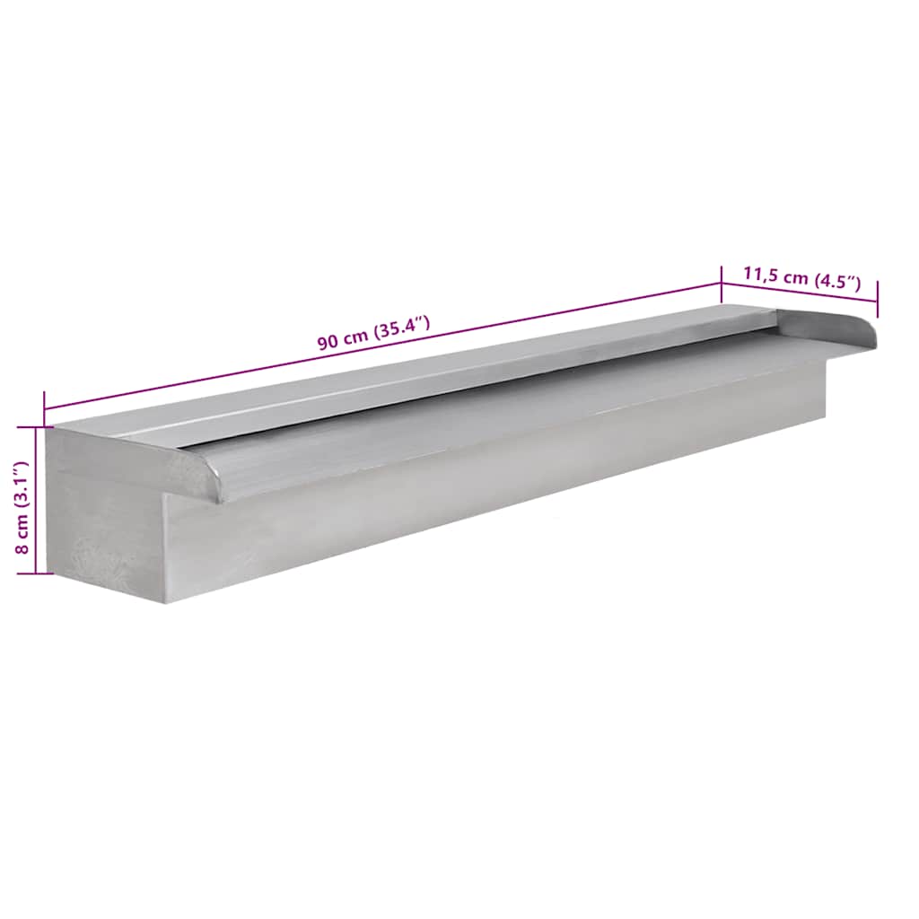 Négyszögletes rozsdamentes acél medence szökőkút 90 cm 7