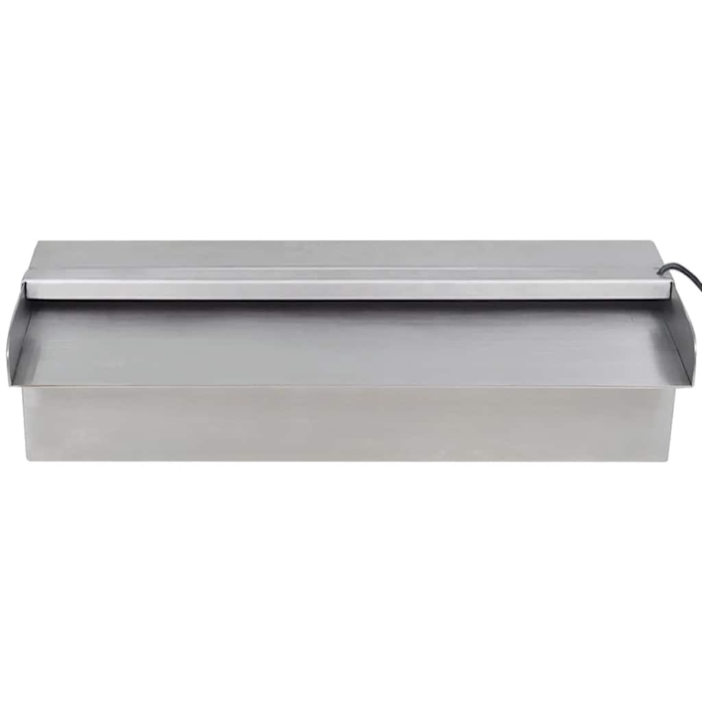 Négyszögletes rozsdamentes acél medence szökőkút LED fényekkel 30 cm 5