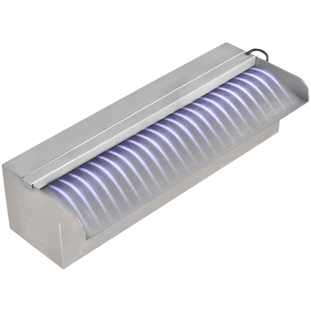 Négyszögletes rozsdamentes acél medence szökőkút LED fényekkel 30 cm 6