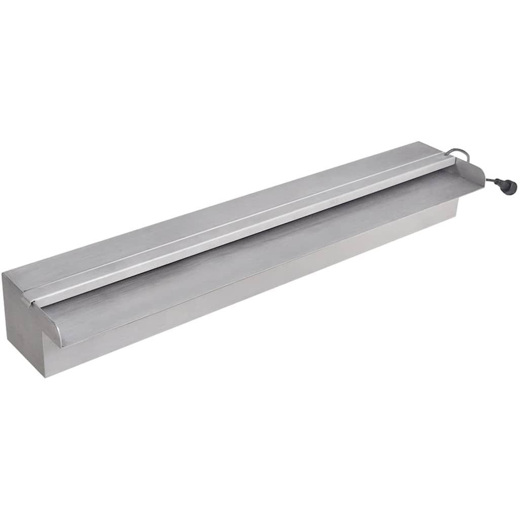 Négyszögletes rozsdamentes acél medence szökőkút LED fényekkel 60 cm 2