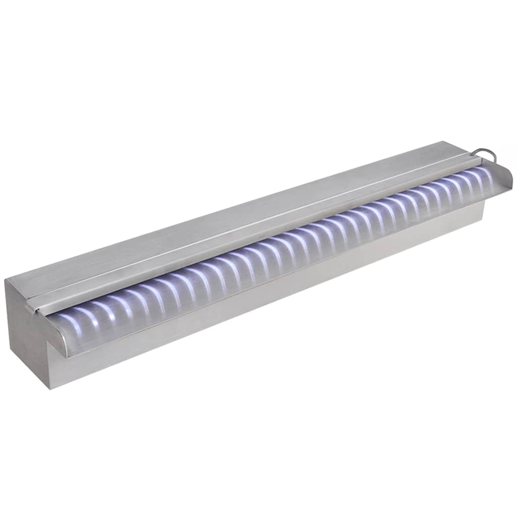 Négyszögletes rozsdamentes acél medence szökőkút LED fényekkel 60 cm 4