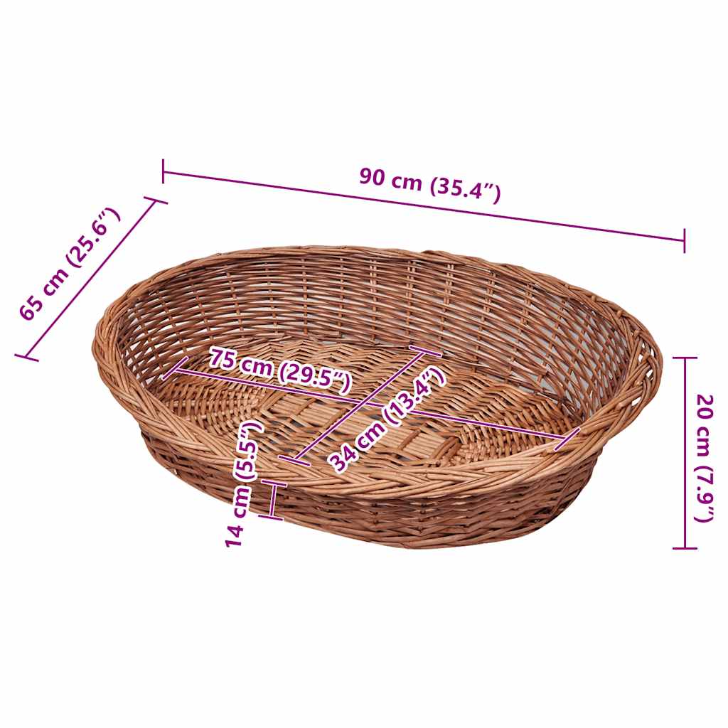 Természetes színű fűzfa kutyakosár/kisállatágy 90 cm 6