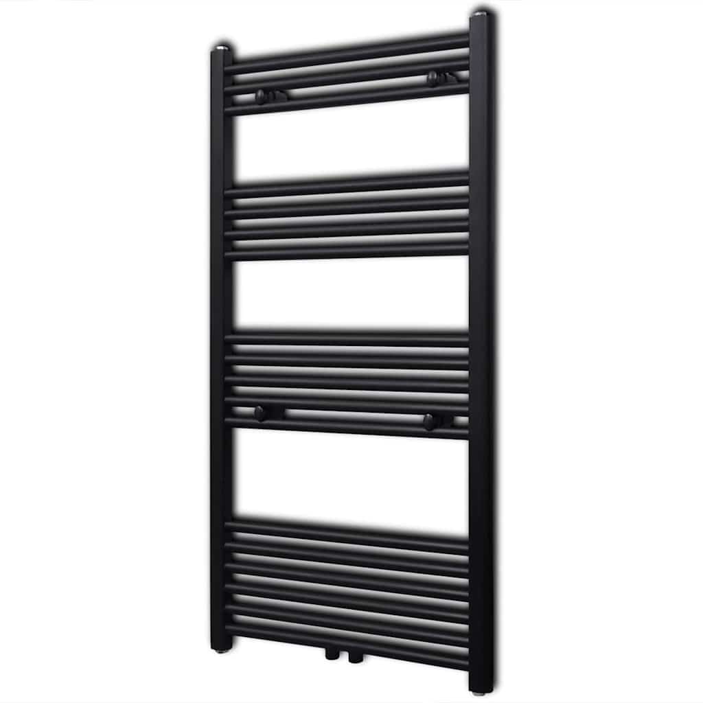 Fekete fürdőszobai egyenes törölközőtartó központi fűtéssel 600x1160mm