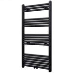 Fekete fürdőszobai egyenes törölközőtartó központi fűtéssel 600x1160mm