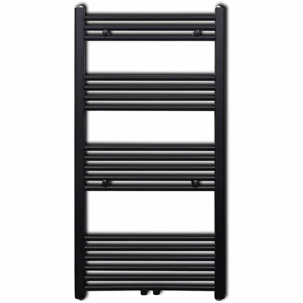 Fekete fürdőszobai egyenes törölközőtartó központi fűtéssel 600x1160mm 2