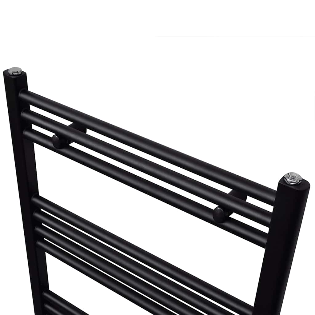 Fekete fürdőszobai egyenes törölközőtartó központi fűtéssel 600x1160mm 3