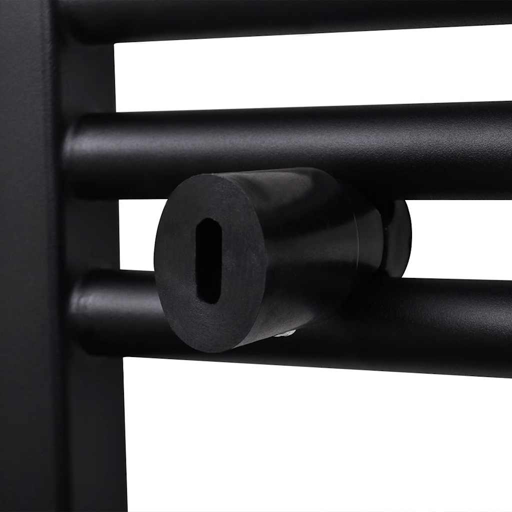 Fekete fürdőszobai egyenes törölközőtartó központi fűtéssel 600x1160mm 6