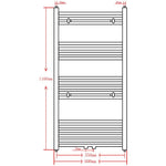 Fekete fürdőszobai egyenes törölközőtartó központi fűtéssel 600x1160mm 9