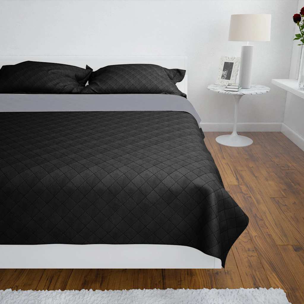 Kétoldalú vattázott ágytakaró 170 x 210 cm fekete/szürke 3
