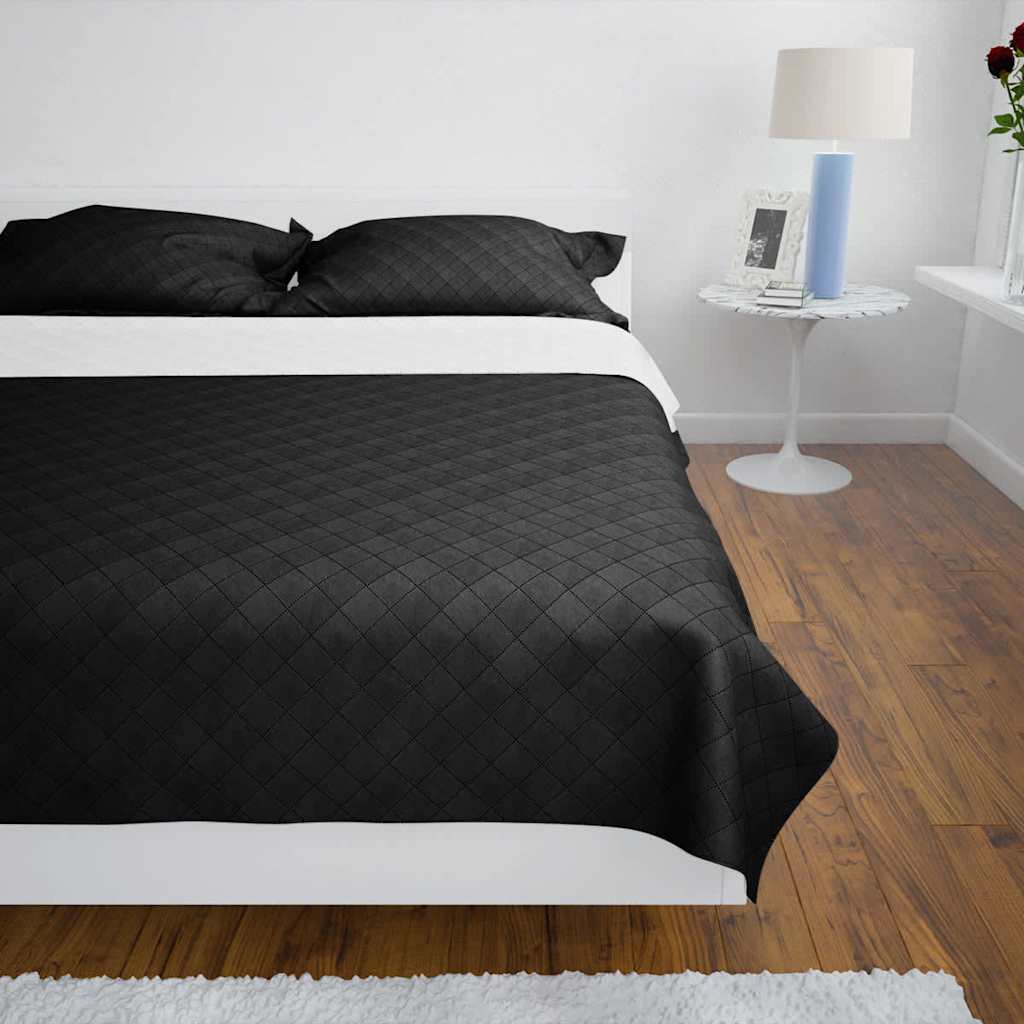 Kétoldalú vattázott ágytakaró 230 x 260 cm fekete/fehér 3