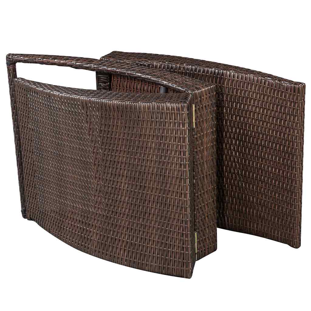 Barna összecsukható polyrattan napozóágy párnával 6