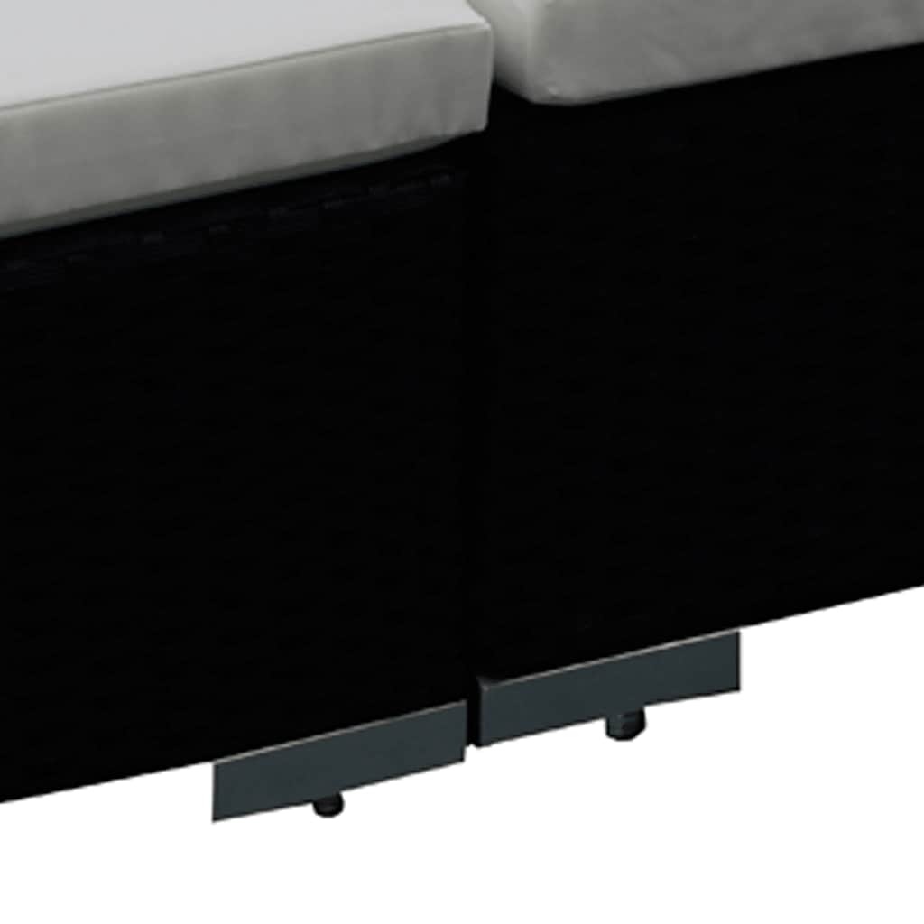 12 részes fekete polyrattan kerti ülőgarnitúra párnákkal 4