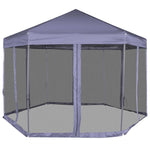 Sötétkék hatszögletű felugró pavilon 6 oldalfallal 3,6 x 3,1 m 2
