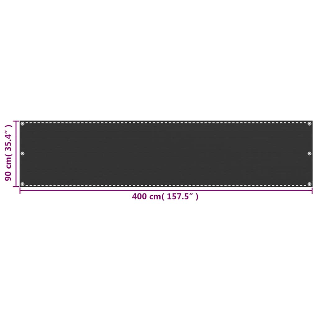 Balkon napellenző HDPE 90x400 cm Antracit 5