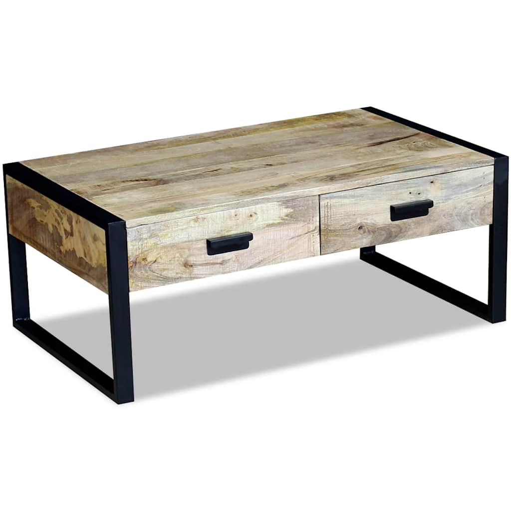 100x60x40 cm tömör mangófa dohányzóasztal 2 fiókkal 5