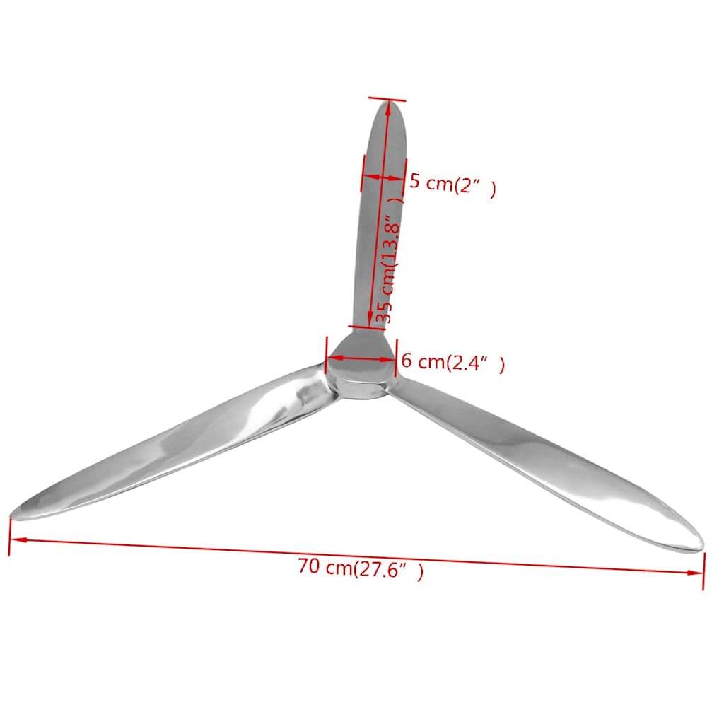 Falra rögzíthető propeller dekoráció alumínium ezüst 70 cm 5