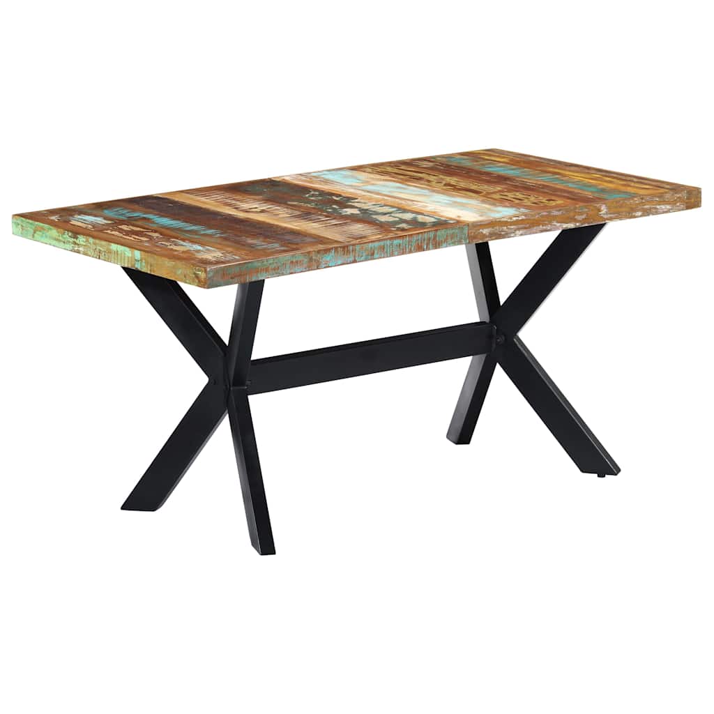 Tömör újrahasznosított fa étkezőasztal 160 x 80 x 75 cm 10