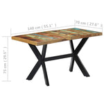 Tömör újrahasznosított fa étkezőasztal 140 x 70 x 75 cm 7