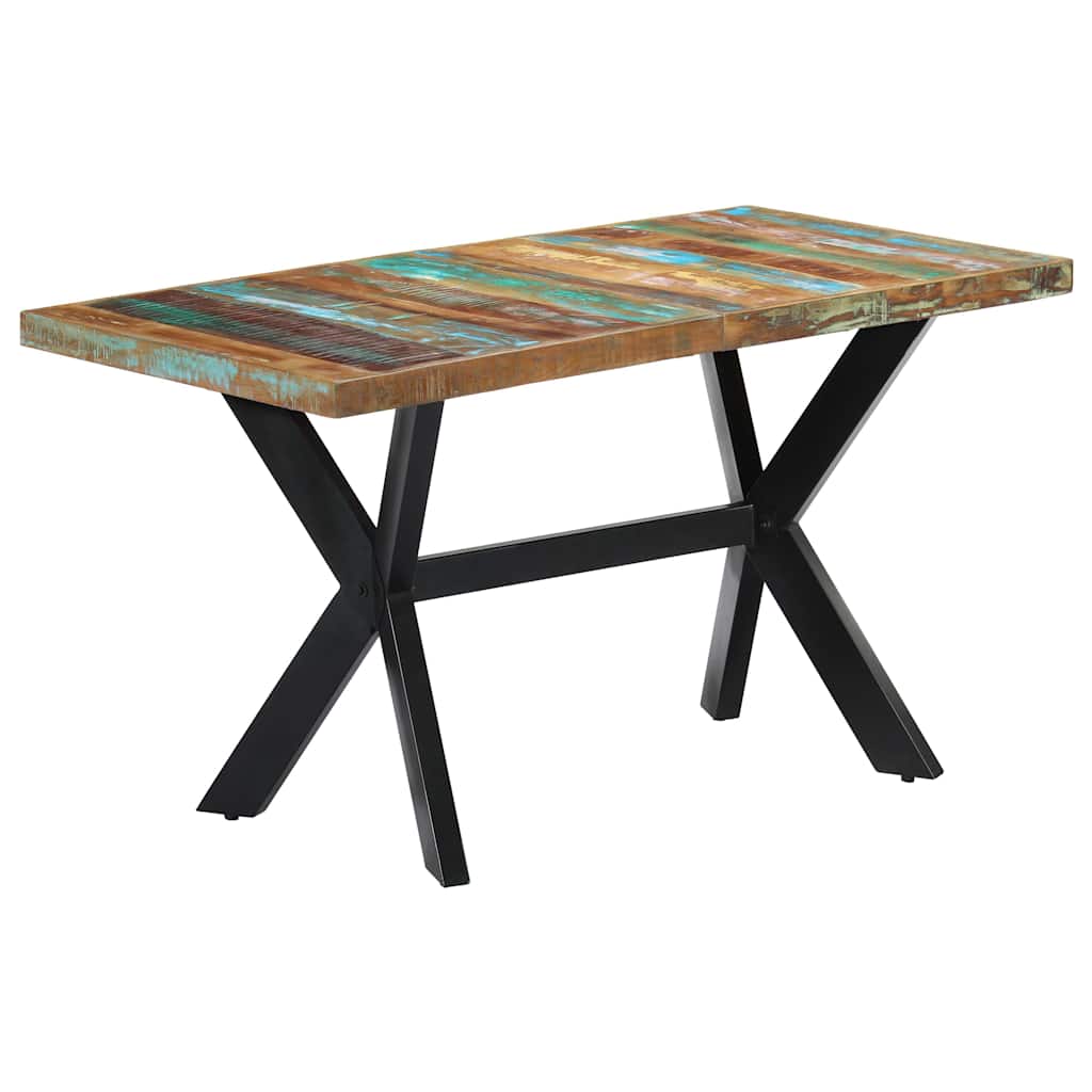 Tömör újrahasznosított fa étkezőasztal 140 x 70 x 75 cm 10