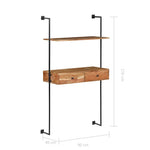 Tömör akácfa fali pult 90 x 40 x 170 cm 8