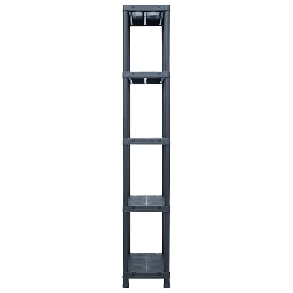 Fekete műanyag tároló polc 125 kg 60 x 30 x 180 cm 3