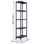 Fekete műanyag tároló polc 125 kg 60 x 30 x 180 cm 8