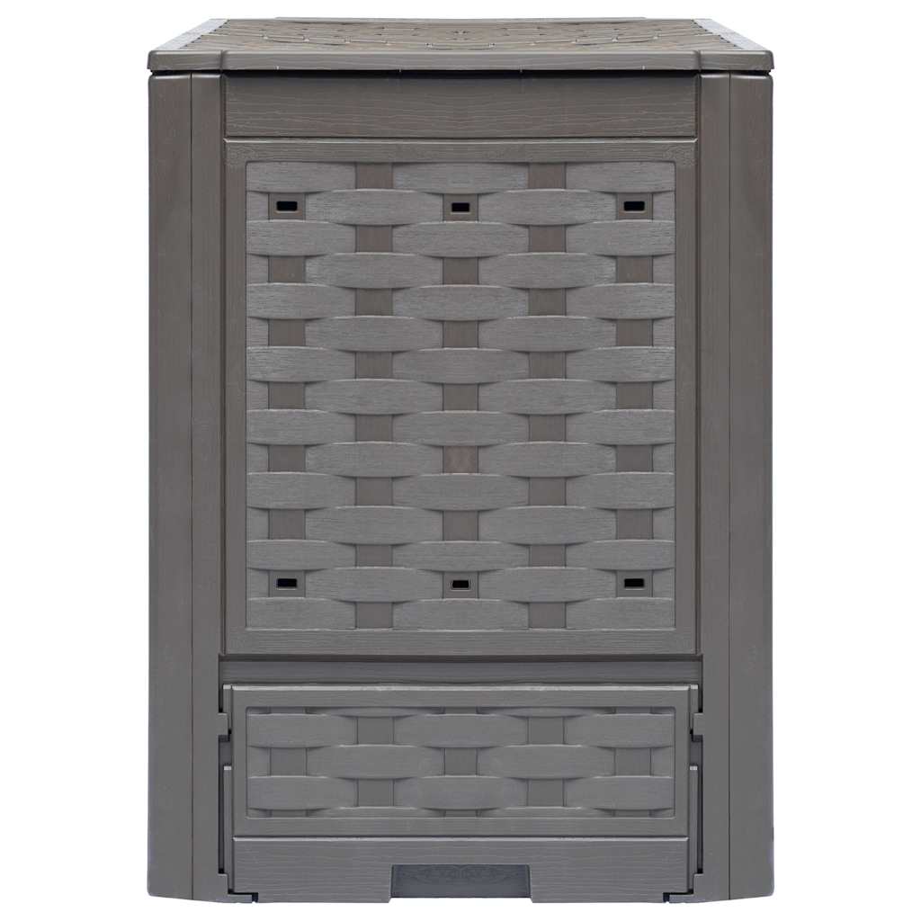 Barna műanyag rattan kerti komposztáló 60 x 60 x 83 cm 300 L 2