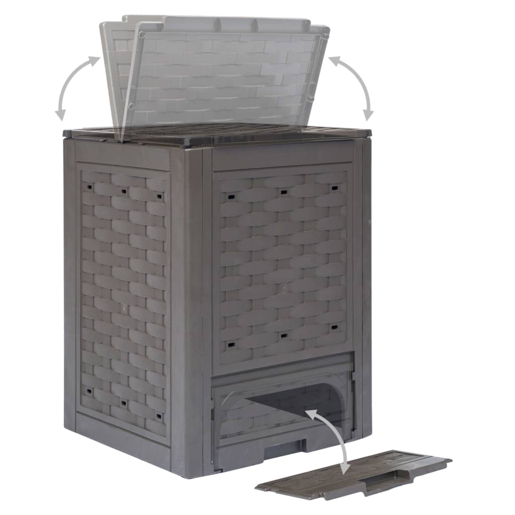 Barna műanyag rattan kerti komposztáló 60 x 60 x 83 cm 300 L 4