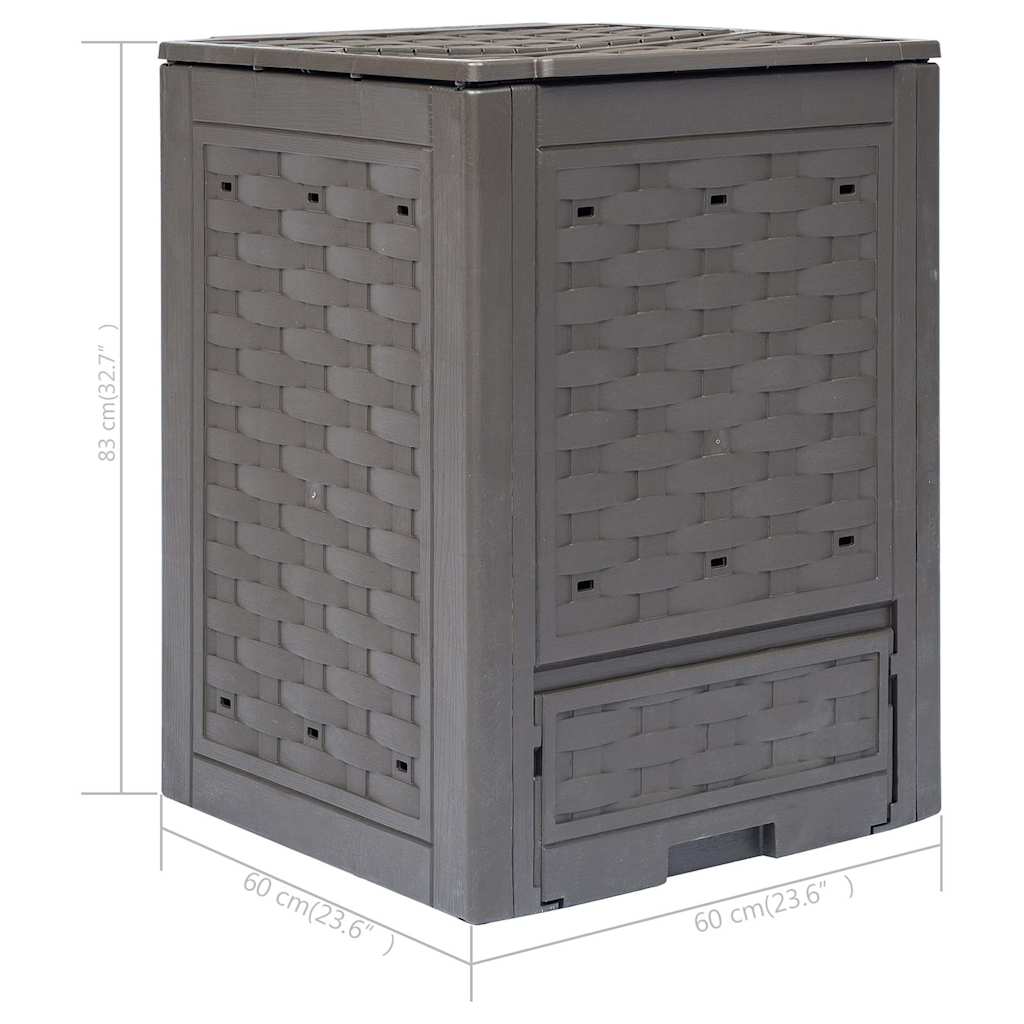 Barna műanyag rattan kerti komposztáló 60 x 60 x 83 cm 300 L 7