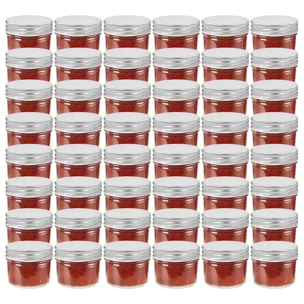 48 db 110 ml-es befőttesüveg ezüstszínű tetővel