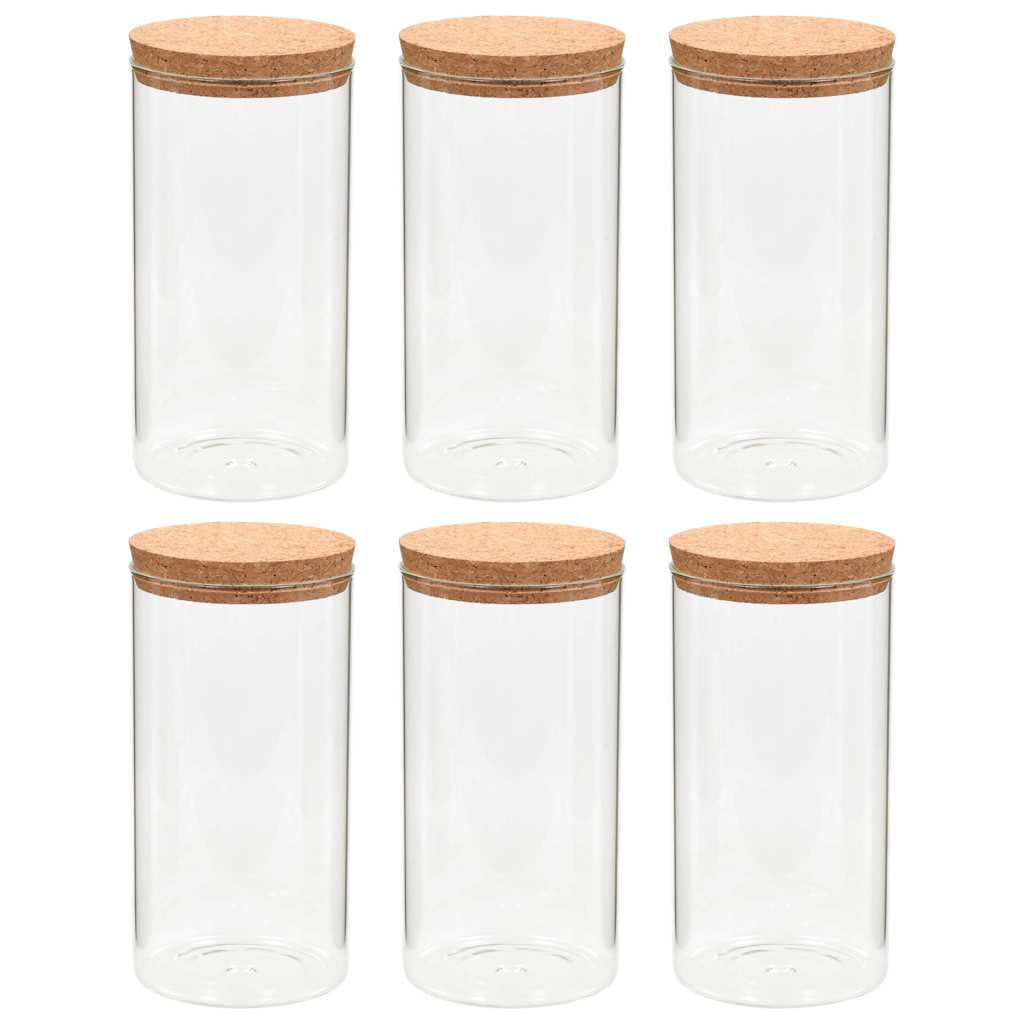 6 db üvegedény parafa fedéllel 1400 ml 2
