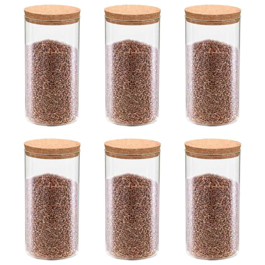 6 db üvegedény parafa fedéllel 1400 ml