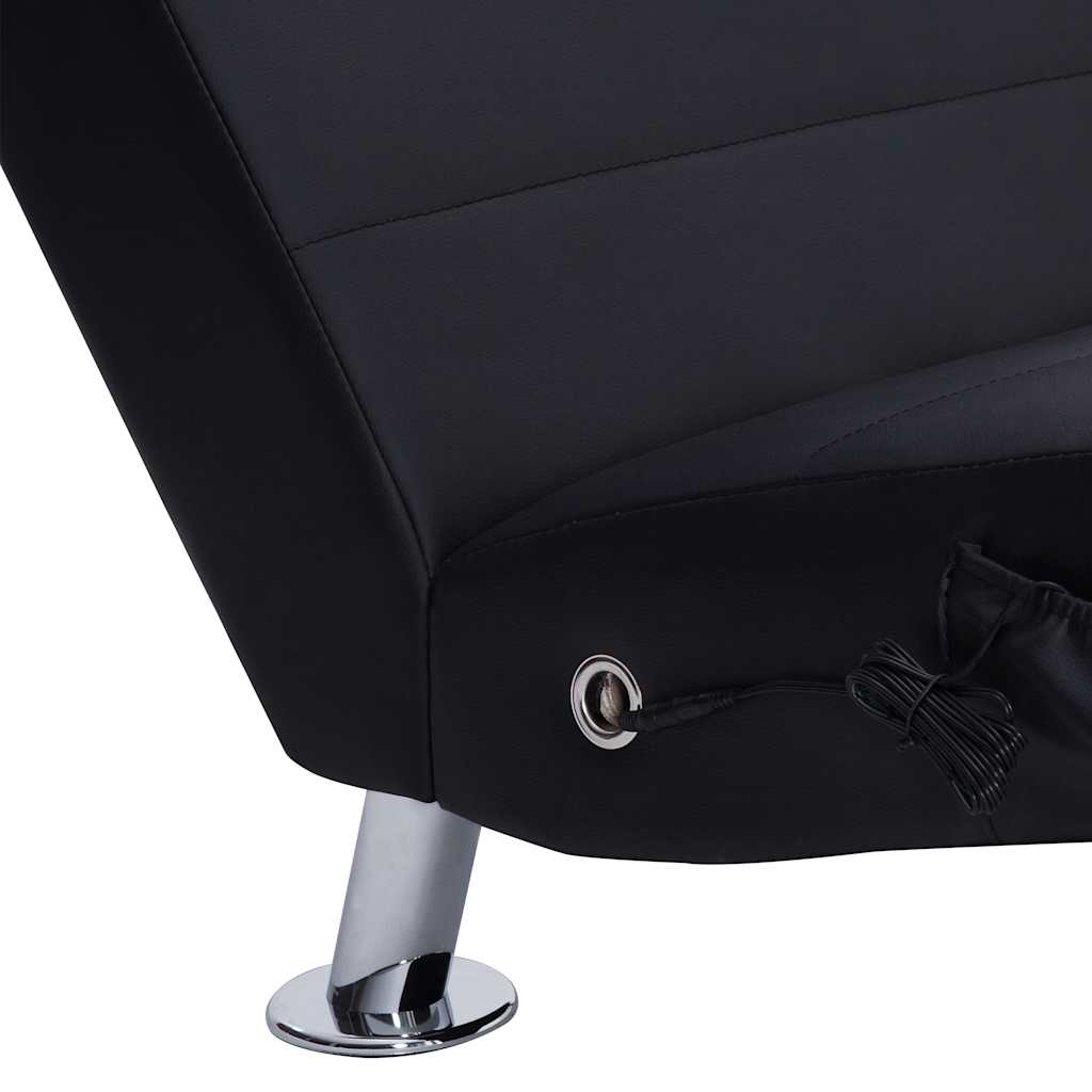 Fekete masszázsfunkciós műbőr dívány párnával 7