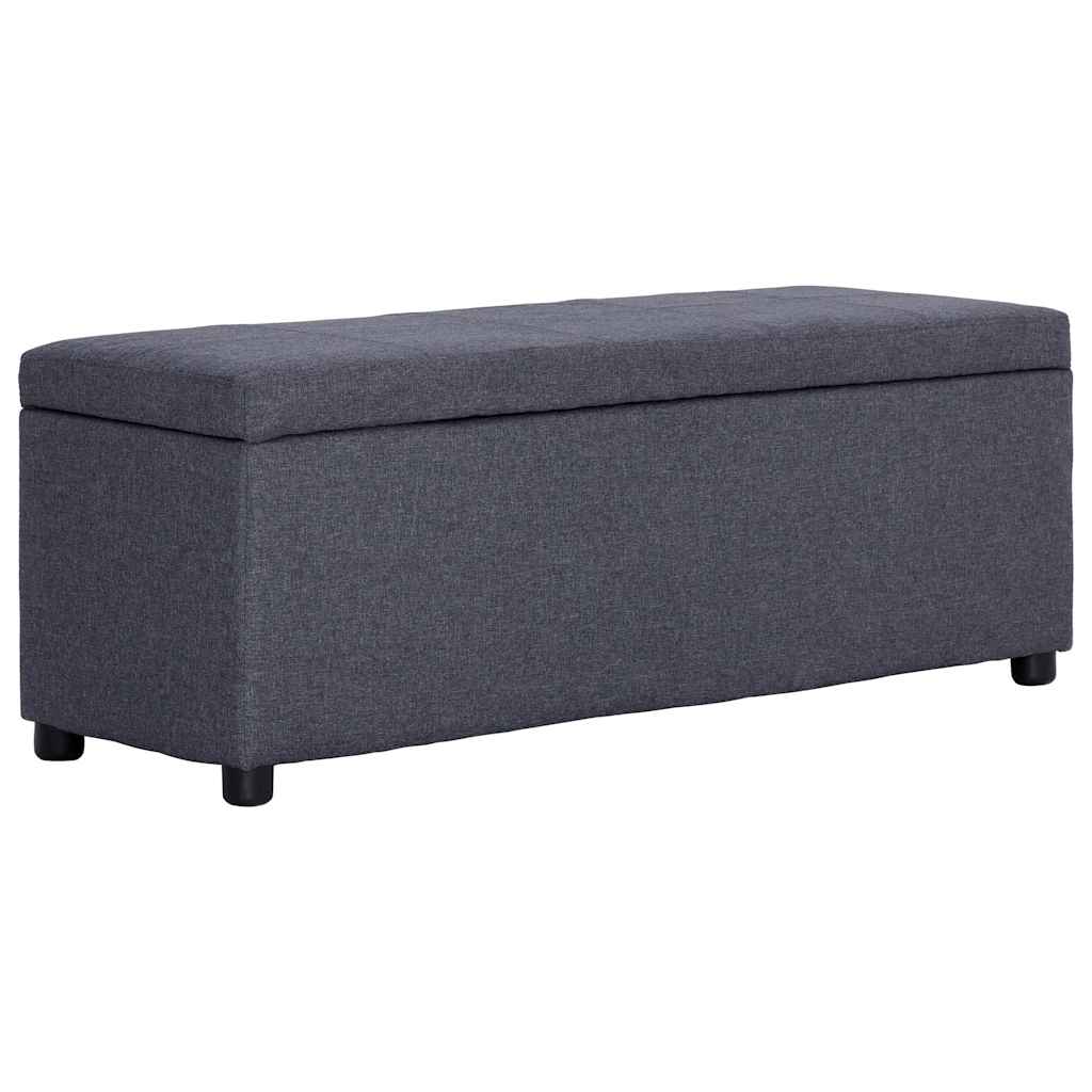 Sötétszürke poliészter pad tárolórekesszel 116 cm