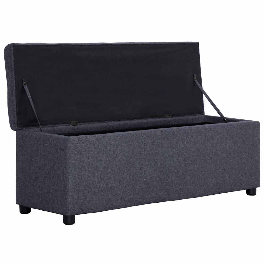Sötétszürke poliészter pad tárolórekesszel 116 cm 5