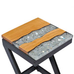 Tömör tíkfa és műkő dohányzóasztal 30x30x50 cm 6