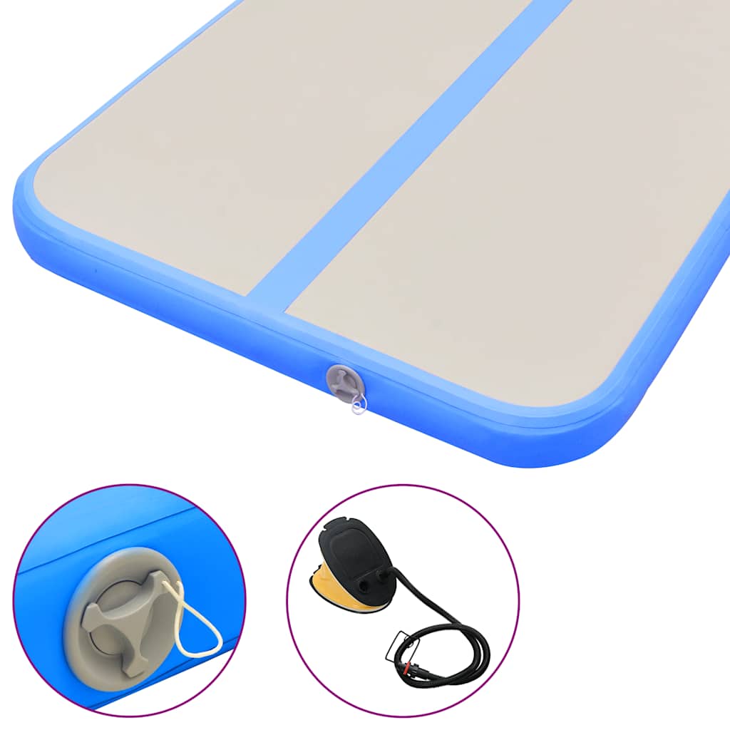 Kék PVC felfújható tornaszőnyeg pumpával 800 x 100 x 10 cm 8