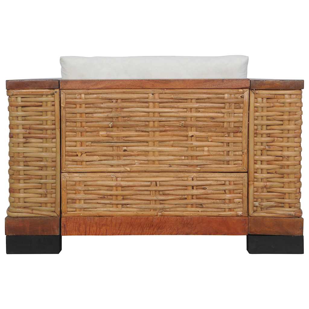 Barna természetes rattan fotel párnával 3